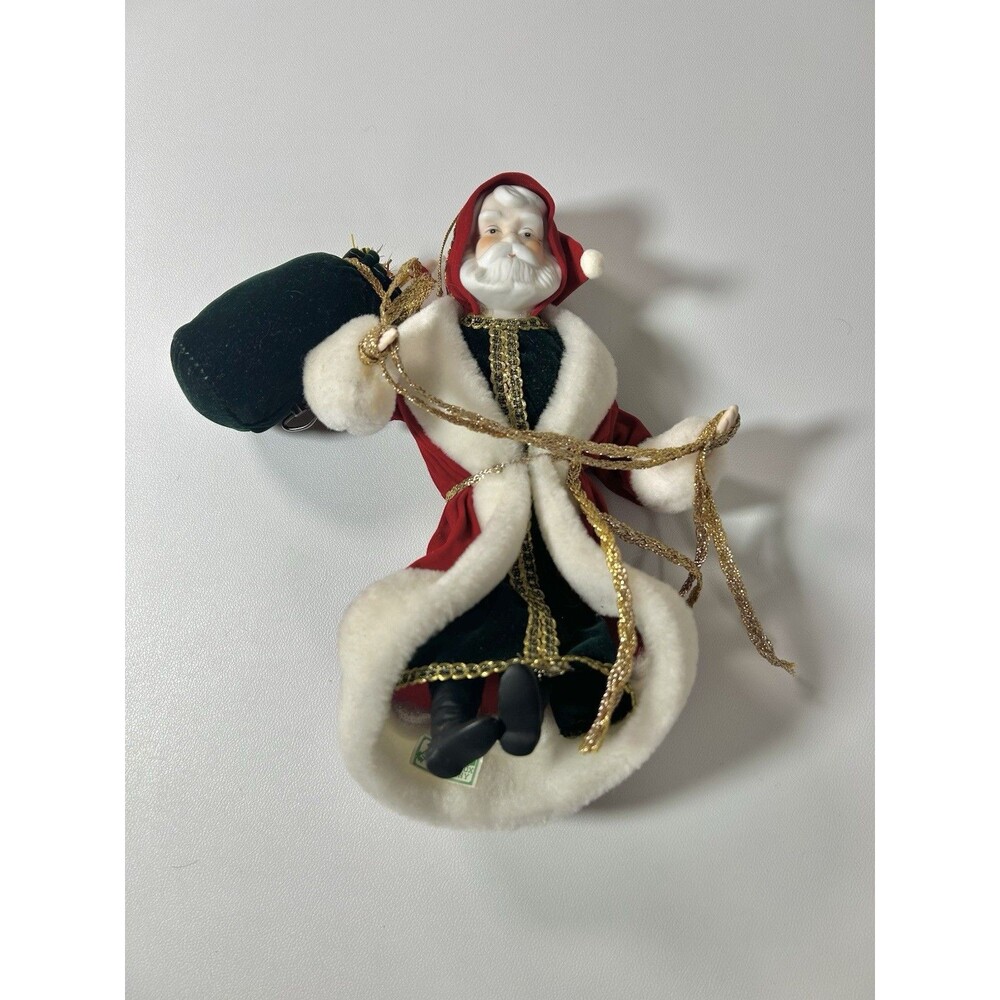 San Francisco Music Box Company Santa Holding Bag w/ Wind Up Music Gold Trim